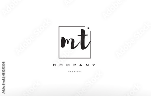 mt m t hand writing letter company logo icon design photo