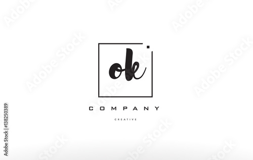 ok o k hand writing letter company logo icon design