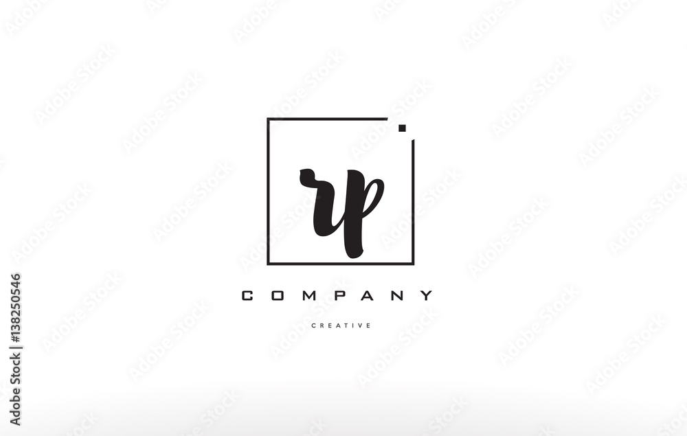 rp r p hand writing letter company logo icon design