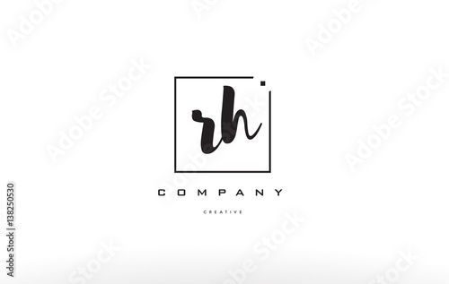 rh r h hand writing letter company logo icon design
