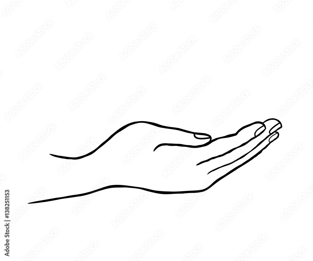 Giving hand sign. Doodle line art sketch Giving hand sign. Doodle line art sketch