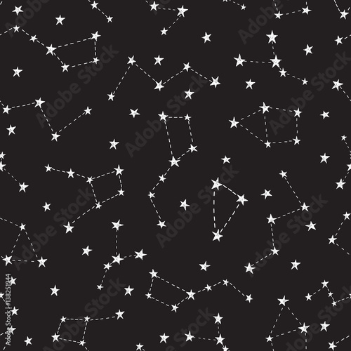 Stylized night sky seamless pattern.