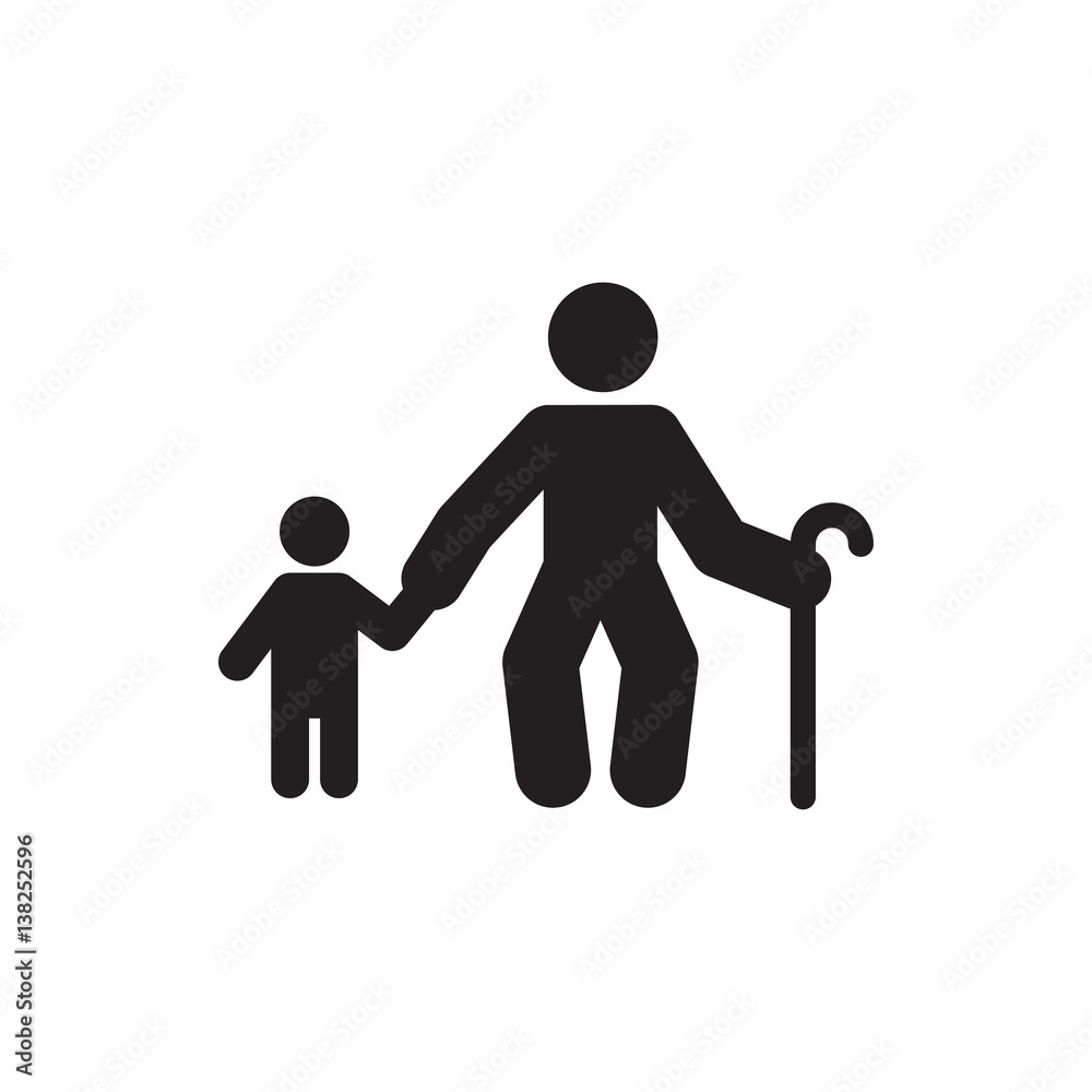 old man with child icon illustration old man with child icon illustration