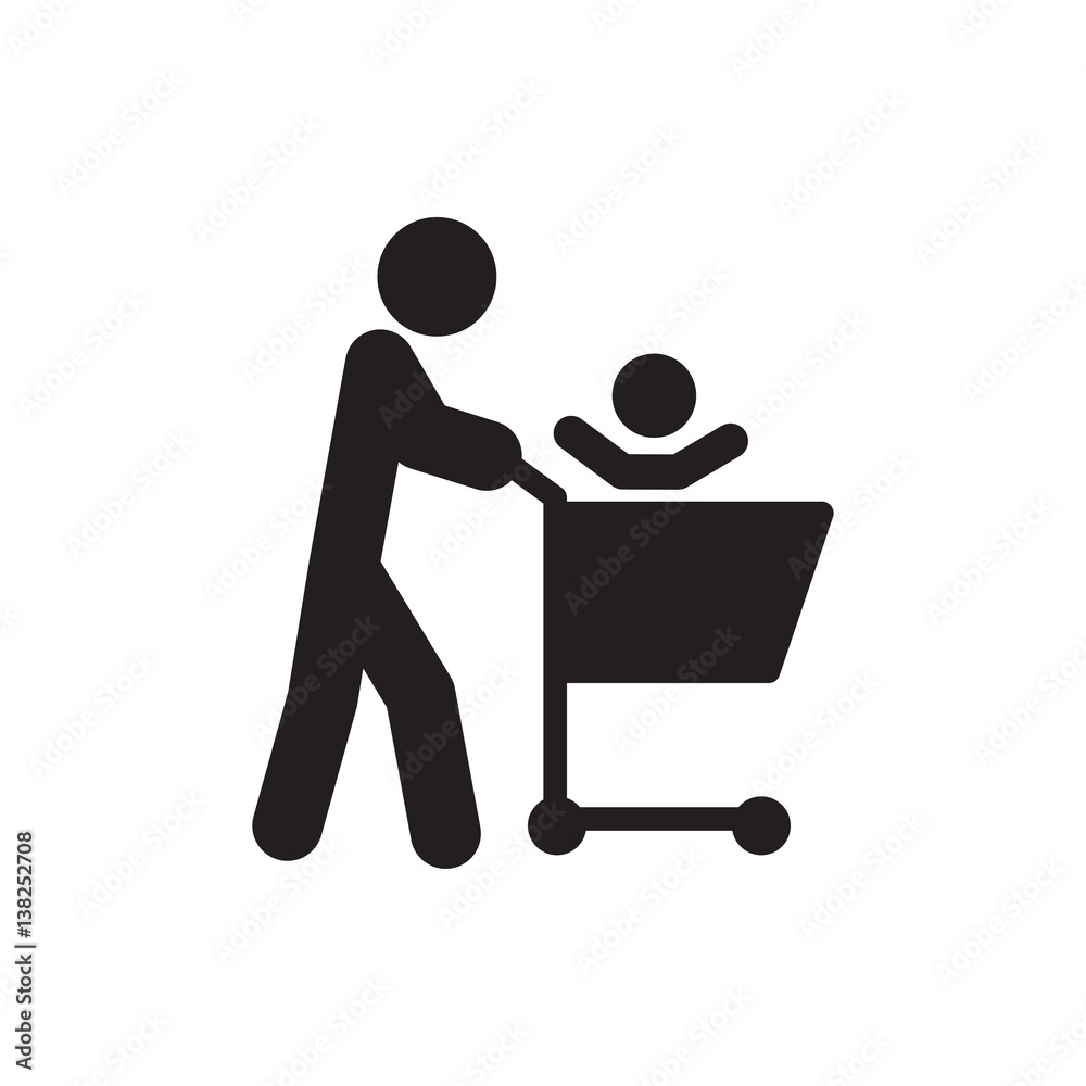 father with not in shopping cart icon illustration father with not in shopping cart icon illustration