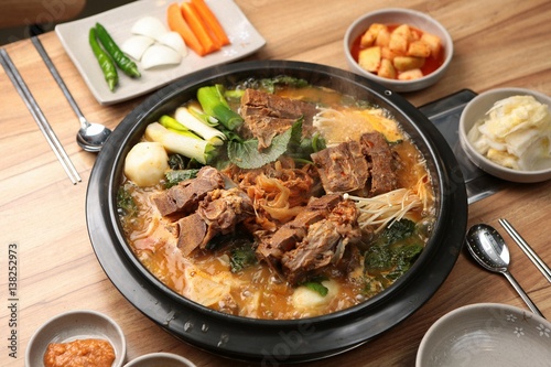 Mugeunji gamjatang. Pork Back-bone Stew with Ripe Kimchi.