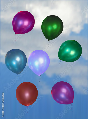 balloons on blue sky background