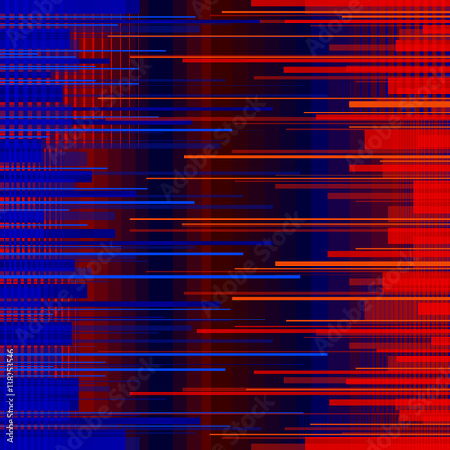 Glitched horizontal stripes. Colorful night lights. Digital signal error. Abstract background for a poster, cover, business card or postcard. Element of design . Eps 10 vector illustration