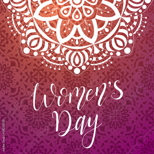 The 8 of March greeting card. Creative template with qoute for Happy Women's Day. Vector illustration for poster or banner