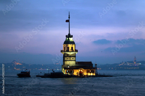 Maiden Tower (Kiz Kulesi) in Bosphorus strait, Istanbul, Turkey