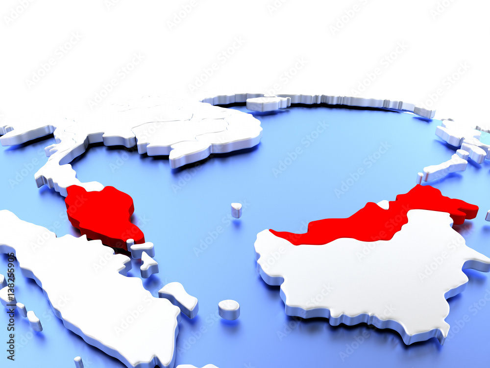 Obraz premium Malaysia on globe