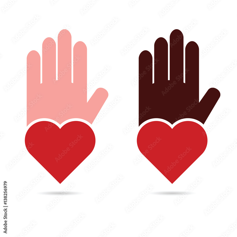 hands help with heart in red color illustration hands help with heart in red color illustration