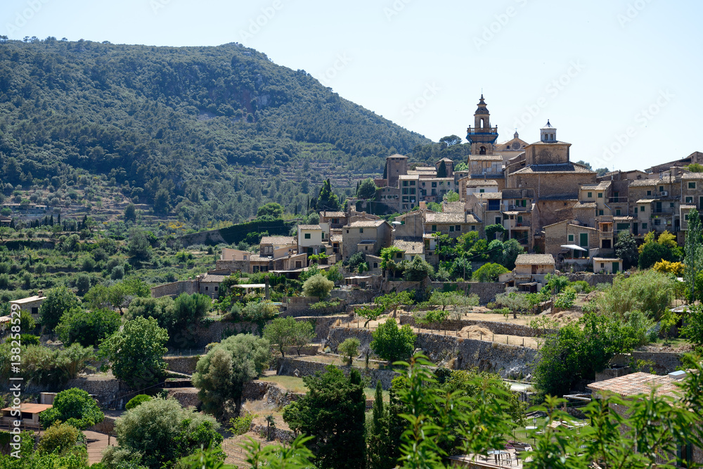 The view on buildings in Valldemossa village, Mallorca island, Spain