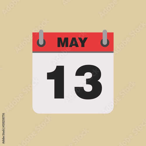 calendar flipping date time day month May simple flat vector illustration application app logo icon