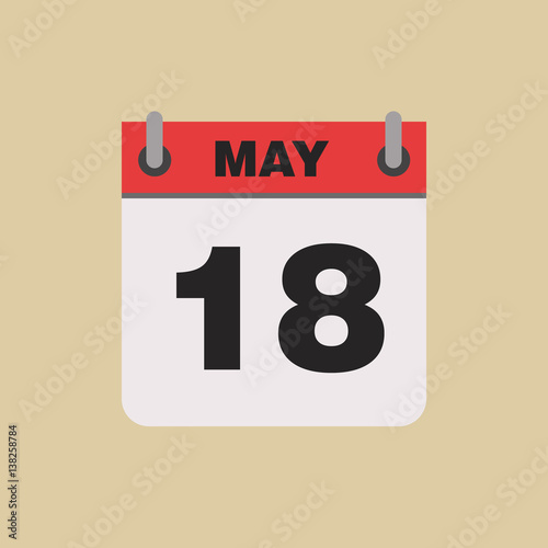 calendar flipping date time day month May simple flat vector illustration application app logo icon