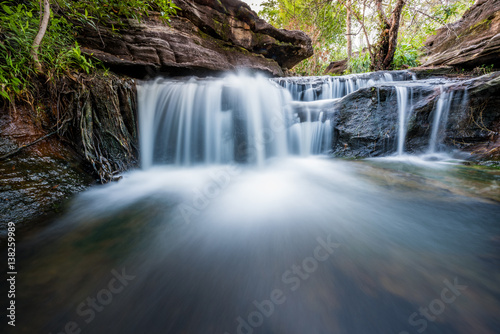 beautiful small waterfalls and plants of Sang Chan Waterfall in Ubon Ratchathani  Thailand