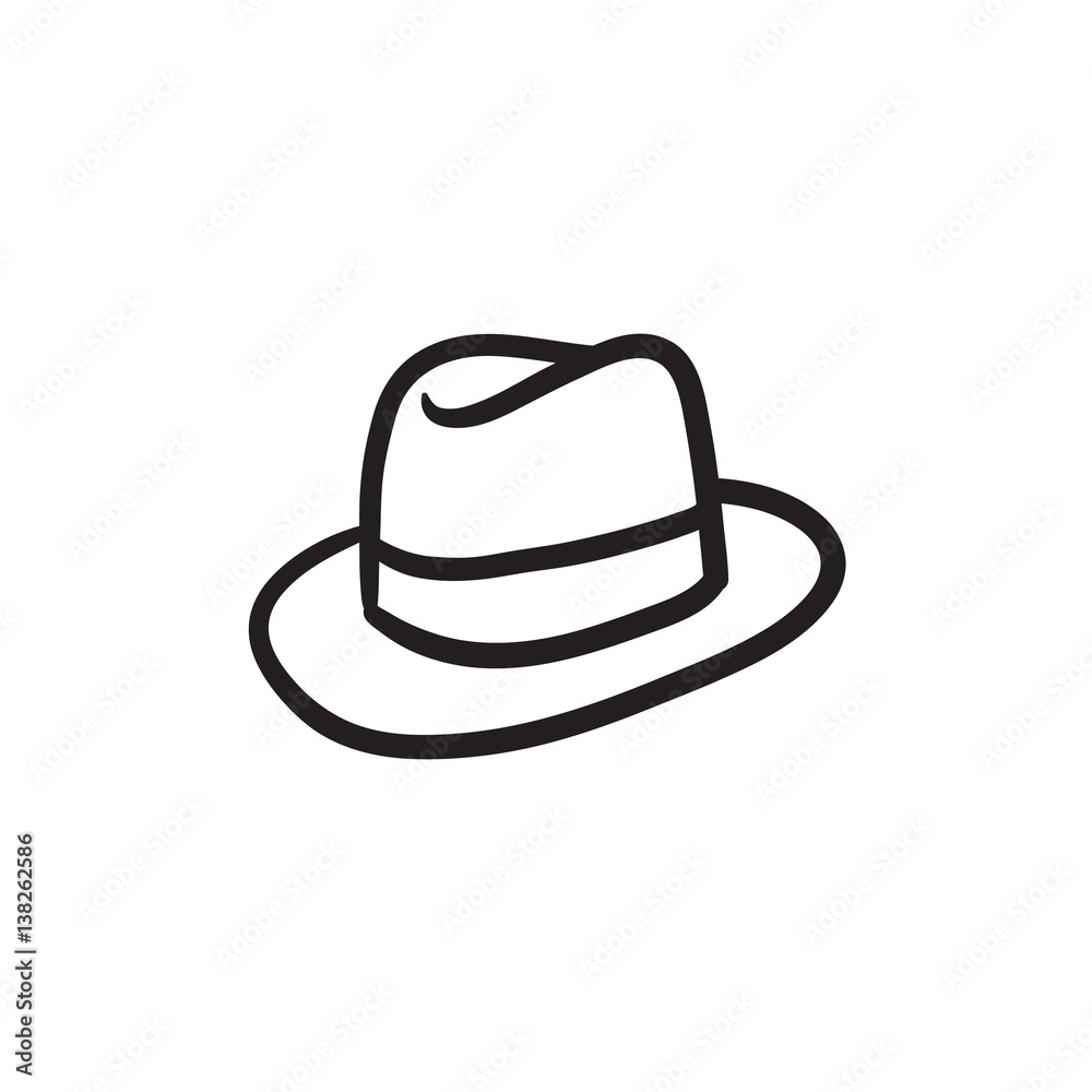 Fedora hat sketch icon. Fedora hat sketch icon.