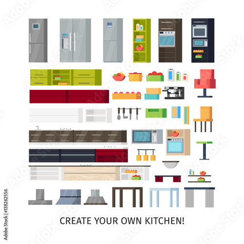 Modern Kitchen Interior Objects Set
