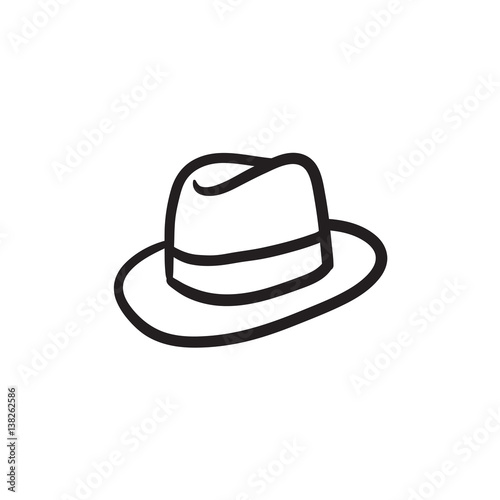 Fedora hat sketch icon.