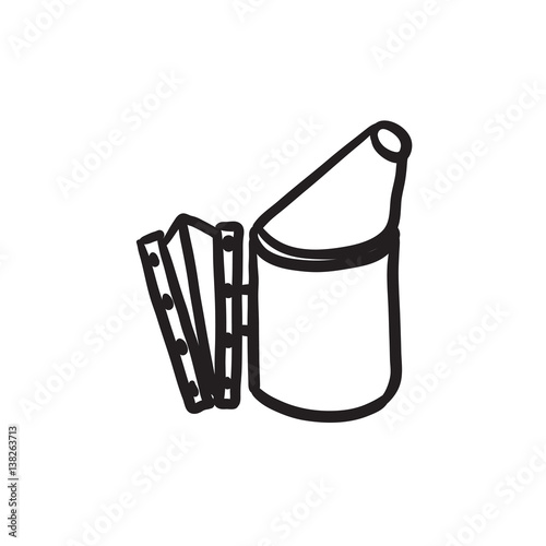 Bee hive smoker sketch icon.