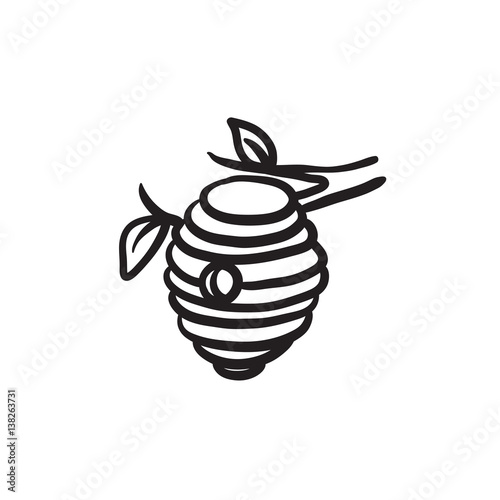 Bee hive sketch icon.