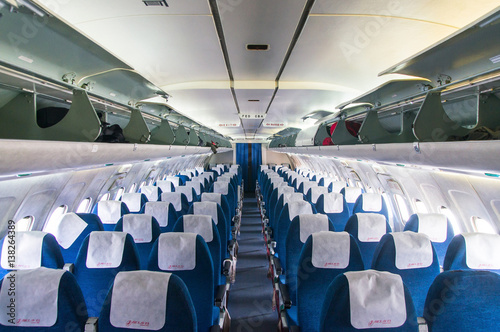 Passenger seats interior of salon of the TU 154 plane BELAVIA.Photo taken on: October 1, 2016