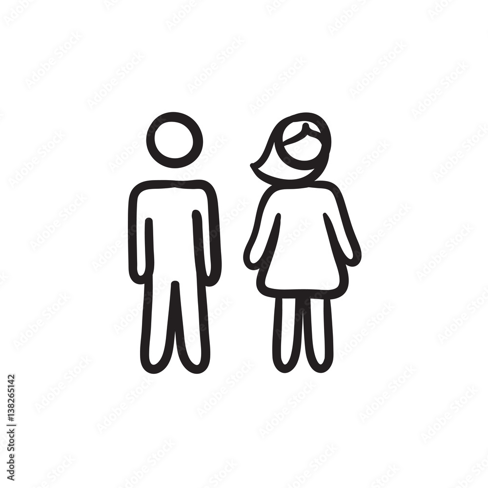 Couple sketch icon.