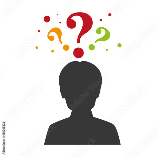person silhouette with question mark vector illustration design