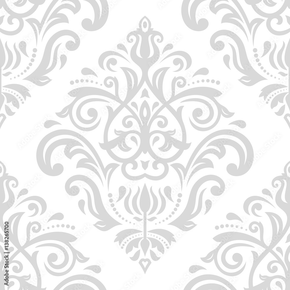 Damask classic pattern. Seamless abstract background with repeating elements. Light silver pattern Damask classic pattern. Seamless abstract background with repeating elements. Light silver pattern