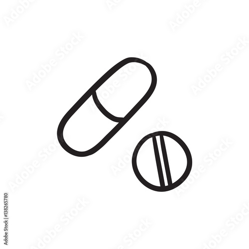 Pills sketch icon.