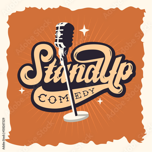 Stand Up Comedy Show Label Poster Sign Retro American Seventies 