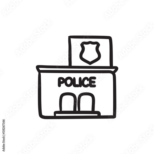 Police station  sketch icon.