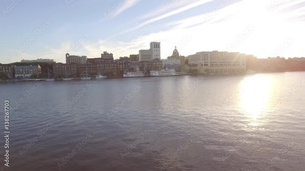 Aerial Video Rising and Moving Toward the Riverfront of Savannah, GA Aerial Video Rising and Moving Toward the Riverfront of Savannah, GA