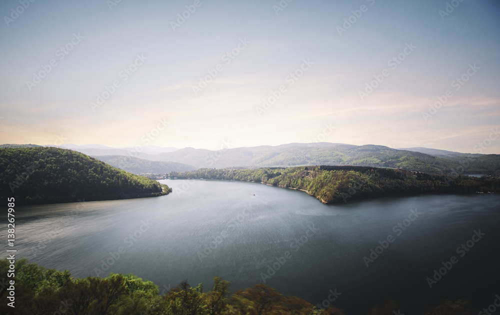 lake with motion blur in the water