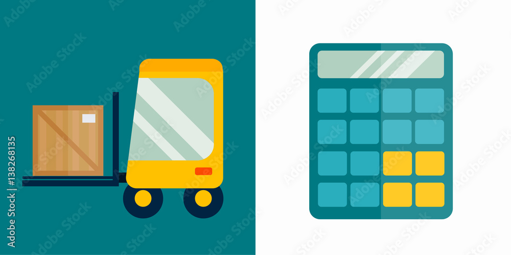 Business calculator and delivery transport technology vector icon. Business calculator and delivery transport technology vector icon.