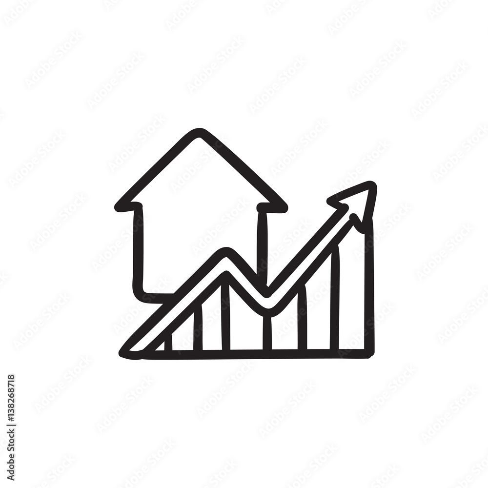 Graph of real estate prices growth sketch icon. Graph of real estate prices growth sketch icon.