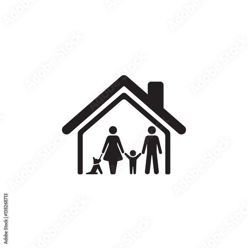family with a pet vector illustration