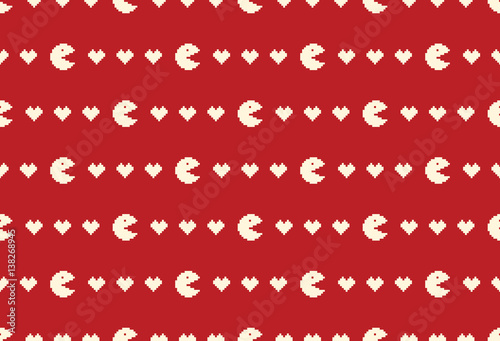 seamless valentine pattern with hearts in retro style