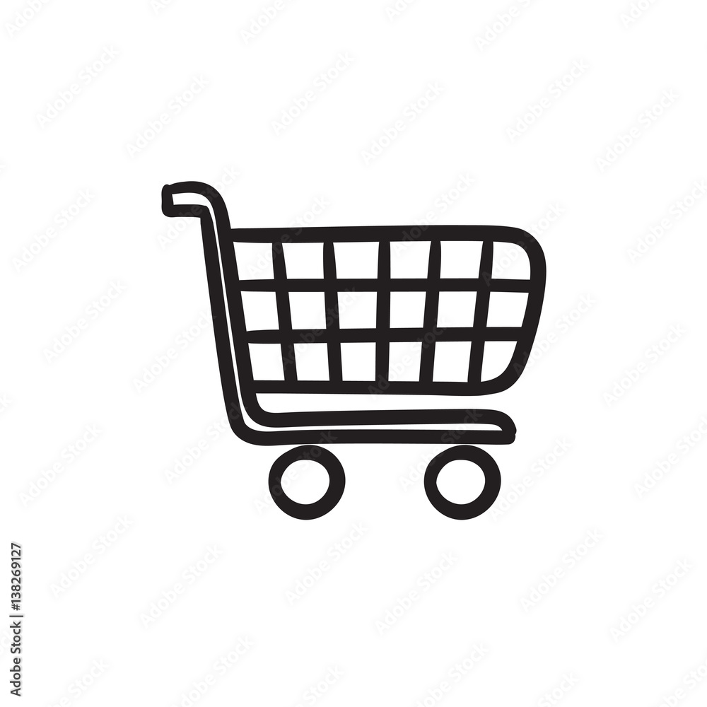 Shopping cart sketch icon.