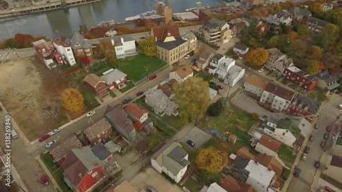 Aerial Flyover Ridge of Mount Washington to Reveal Pittsburgh in Autumn