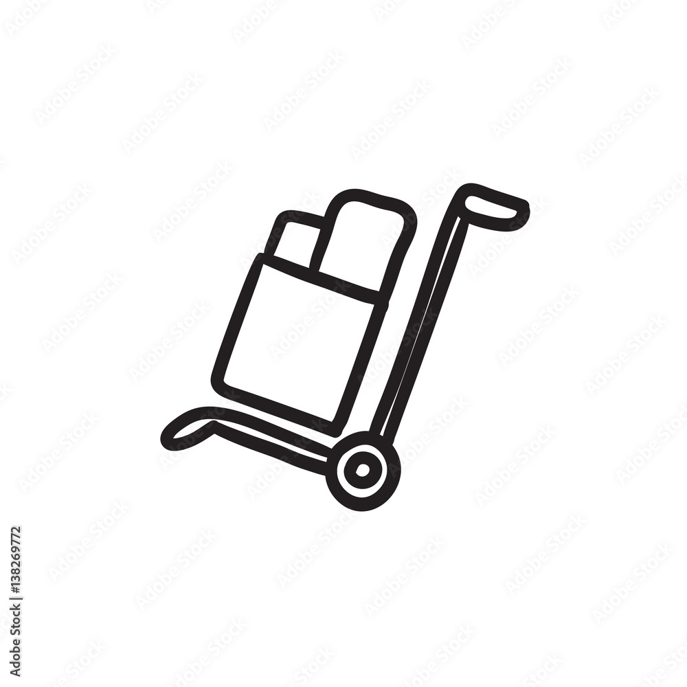 Shopping handling trolley sketch icon. Shopping handling trolley sketch icon.
