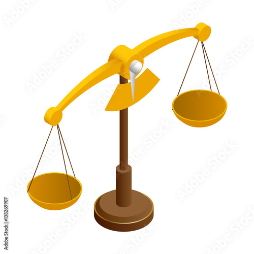 Isometric Libra icon. Flat vector illustration isolated on on a white background. Retro Libra design.