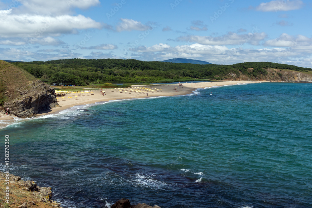 Seascape with beach at the mouth of the Veleka River, Sinemorets village, Burgas Region, Bulgaria