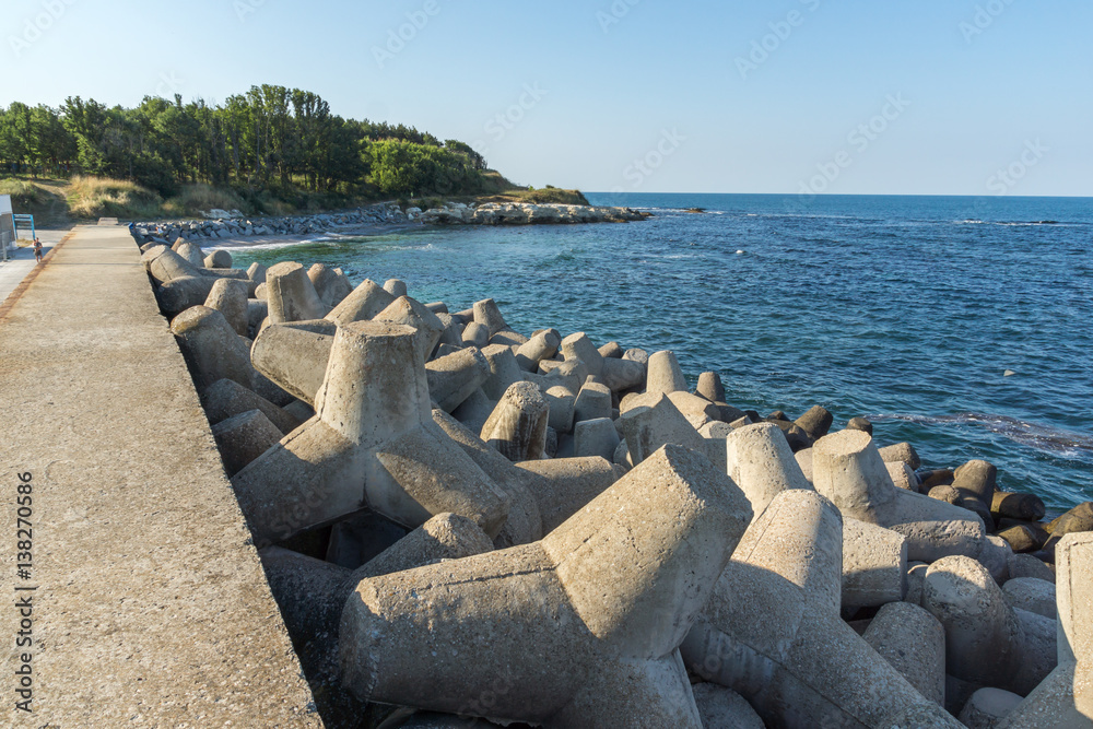 Breakwater on the port of town of Tsarevo, Burgas Region, Bulgaria Breakwater on the port of town of Tsarevo, Burgas Region, Bulgaria