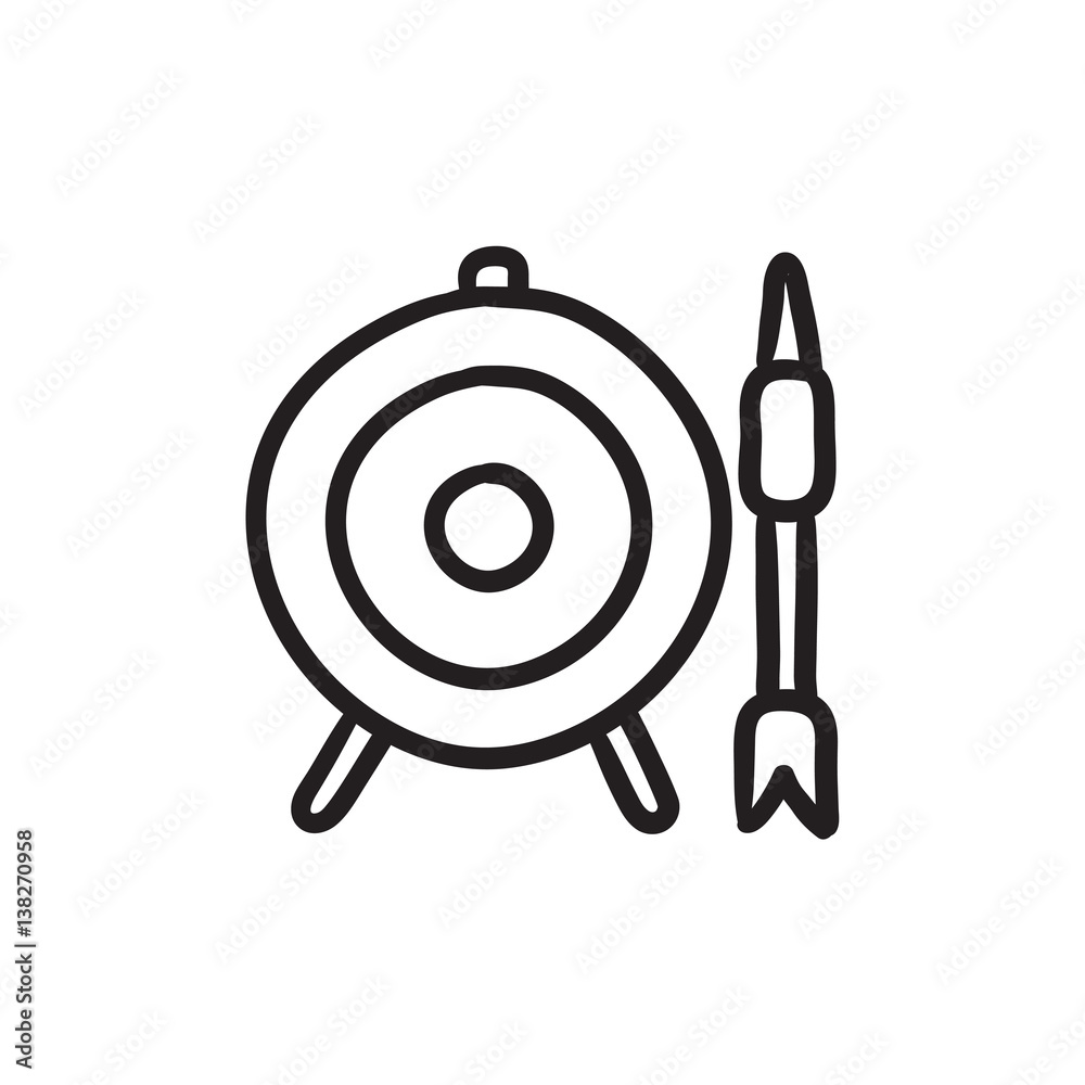 Target board and arrow sketch icon. Target board and arrow sketch icon.