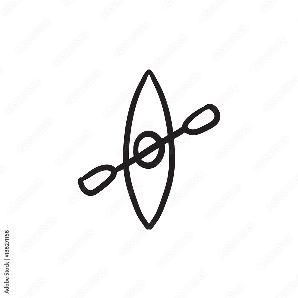 Kayak with paddle sketch icon. Kayak with paddle sketch icon.
