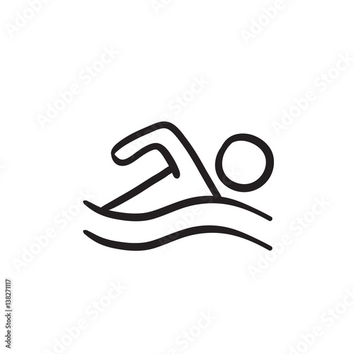 Swimmer sketch icon.