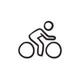 Man riding  bike sketch icon.