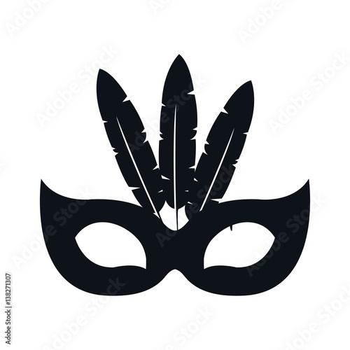 black silhouette festive carnival mask icon design vector illustration