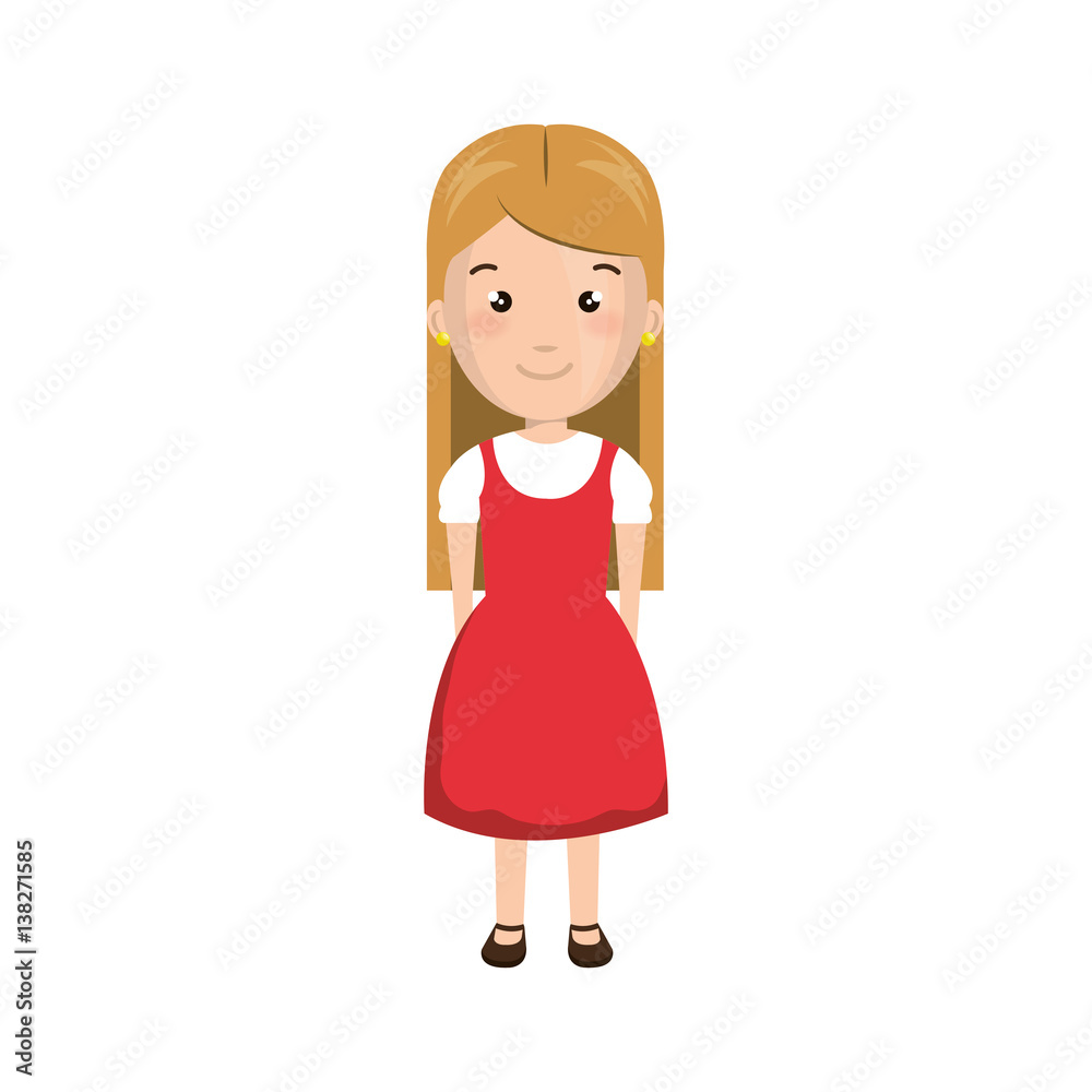 cartoon blond girl with cute dress vector illustration cartoon blond girl with cute dress vector illustration