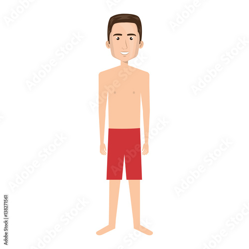 cartoon fit man with sweatpants clothes vector illustration